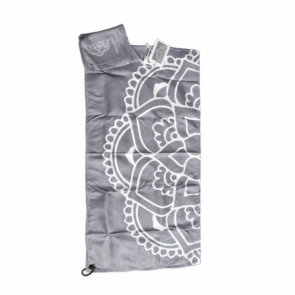 Santa Barbara Gray Mandala Quick-Dry Yoga Sport Towel NWT